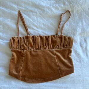 Urban Outfitters Tan Smocked Crop Top